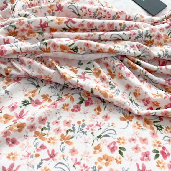 Lulus Sweetest Nature Ivory Floral Print Short Sleeve Bodysuit XL Extra Large - Picture 5 of 7